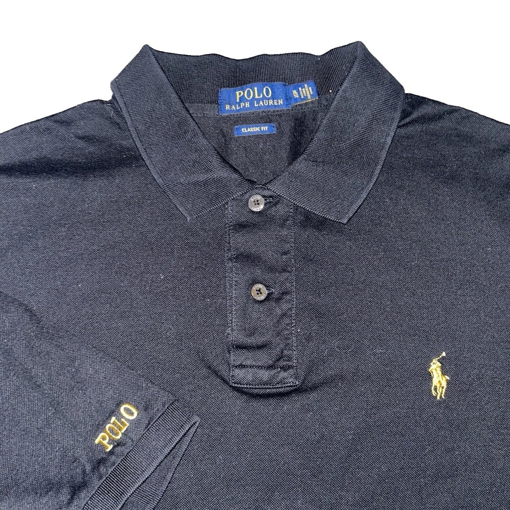Polo Ralph Lauren Men's Black/Gold Short Sleeve Polo Shirt XL Classic Fit Cotton